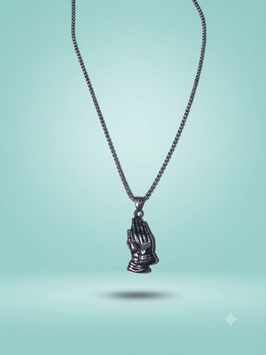 Collana Mani in Preghiera - Acciaio Ino