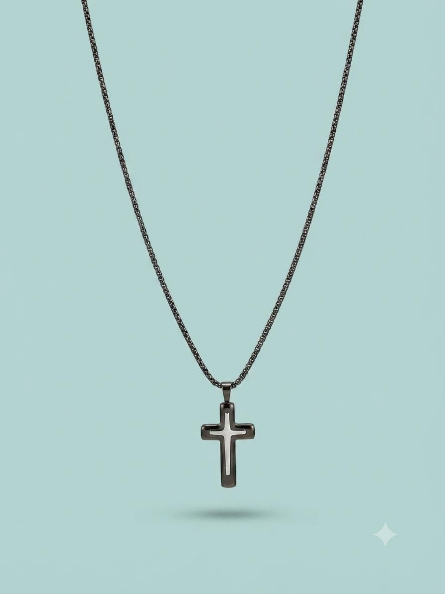 Collana Croce Layered Texture small