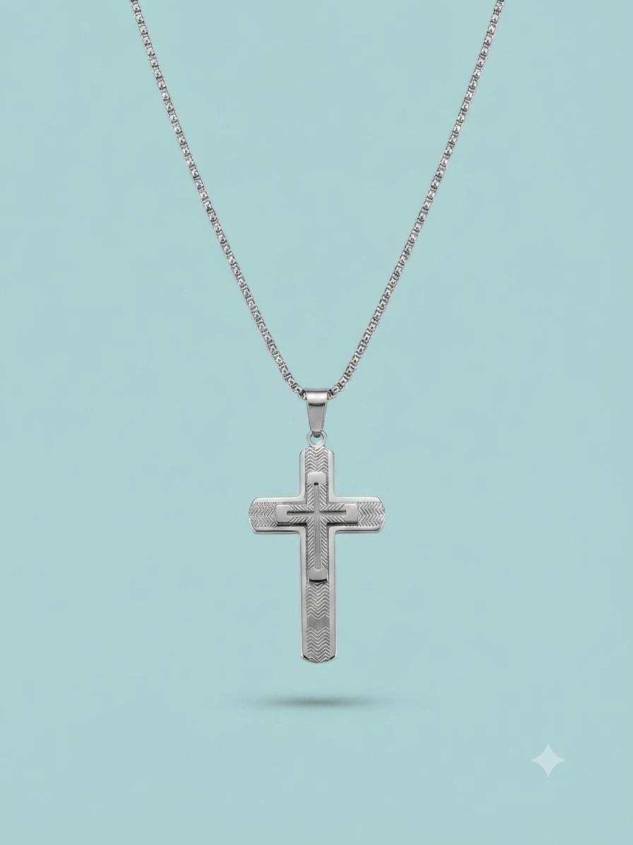 Collana Croce Layered Texture big