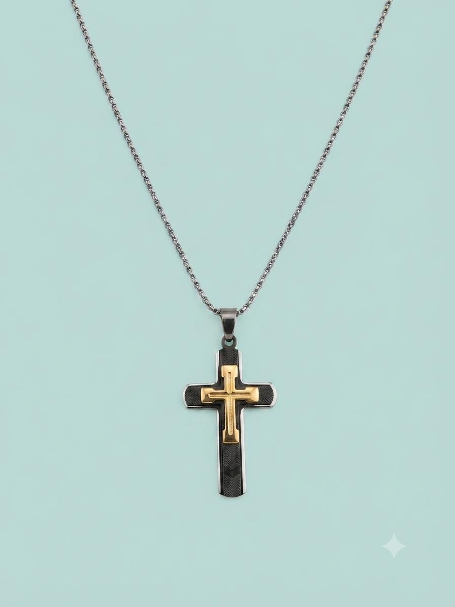 Collana Croce Layered Texture big