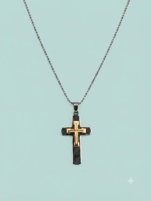 Collana Croce Layered Texture big