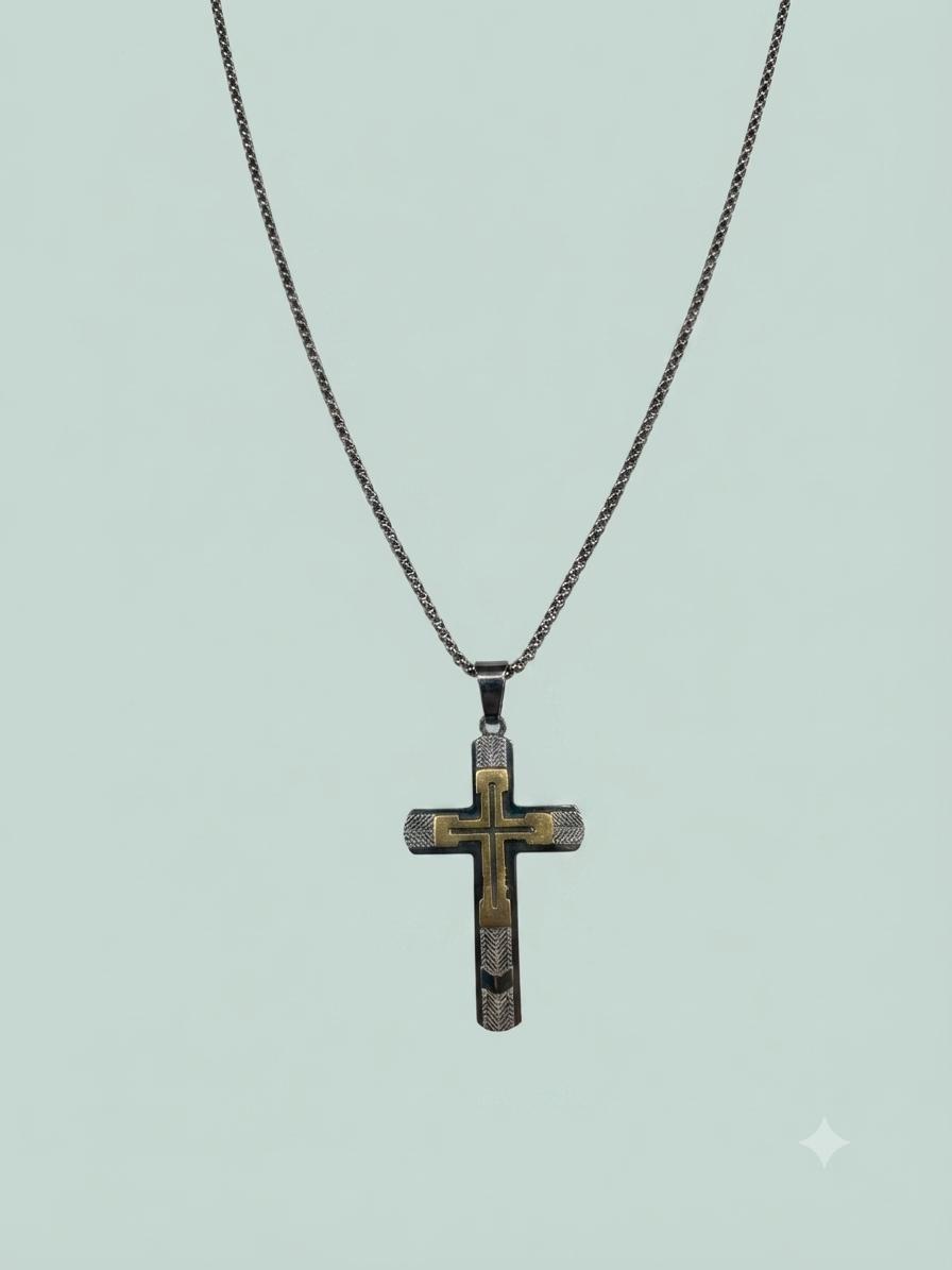 Collana Croce Layered Texture small