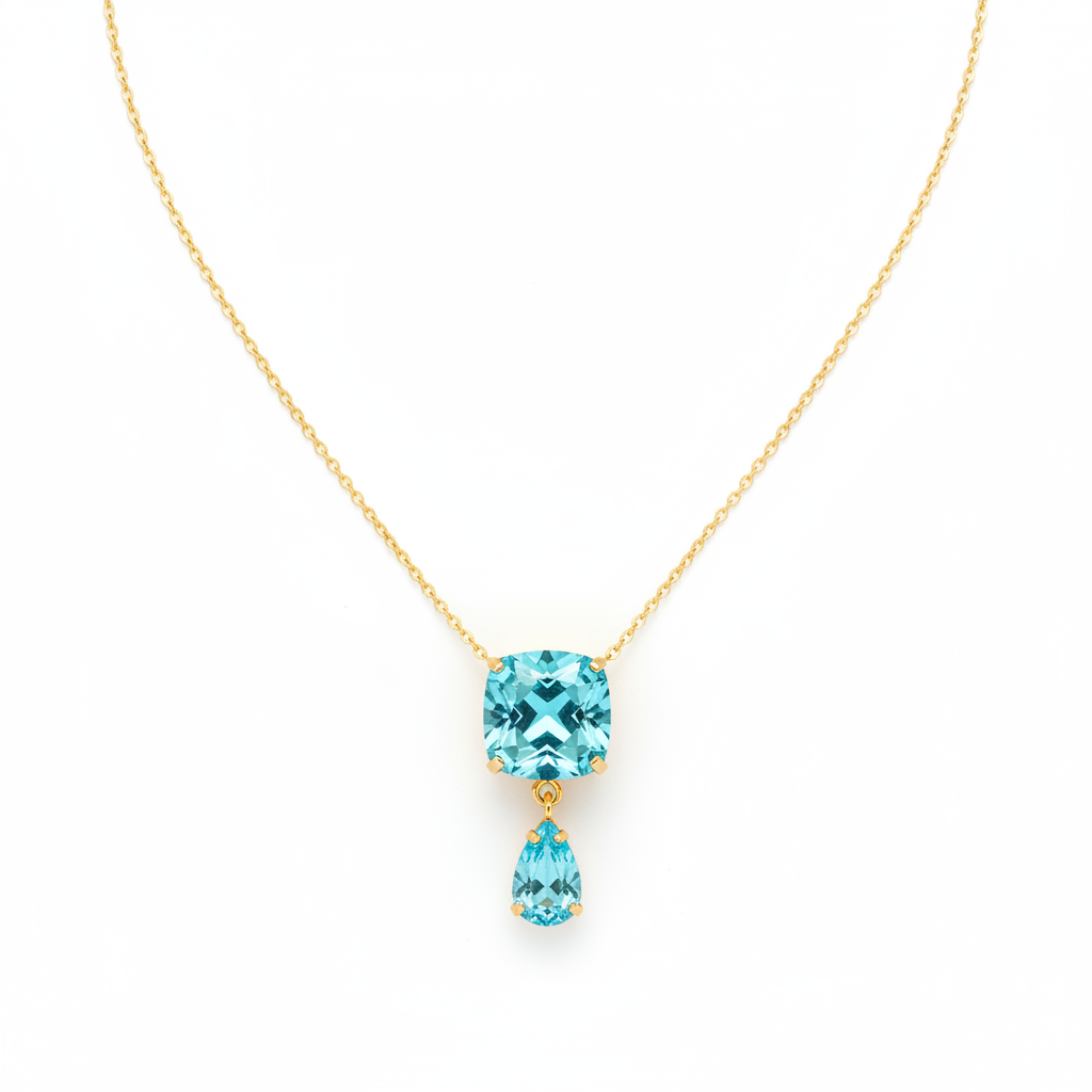 Collana Crystal Moon con ciondolo in cristallo azzurro