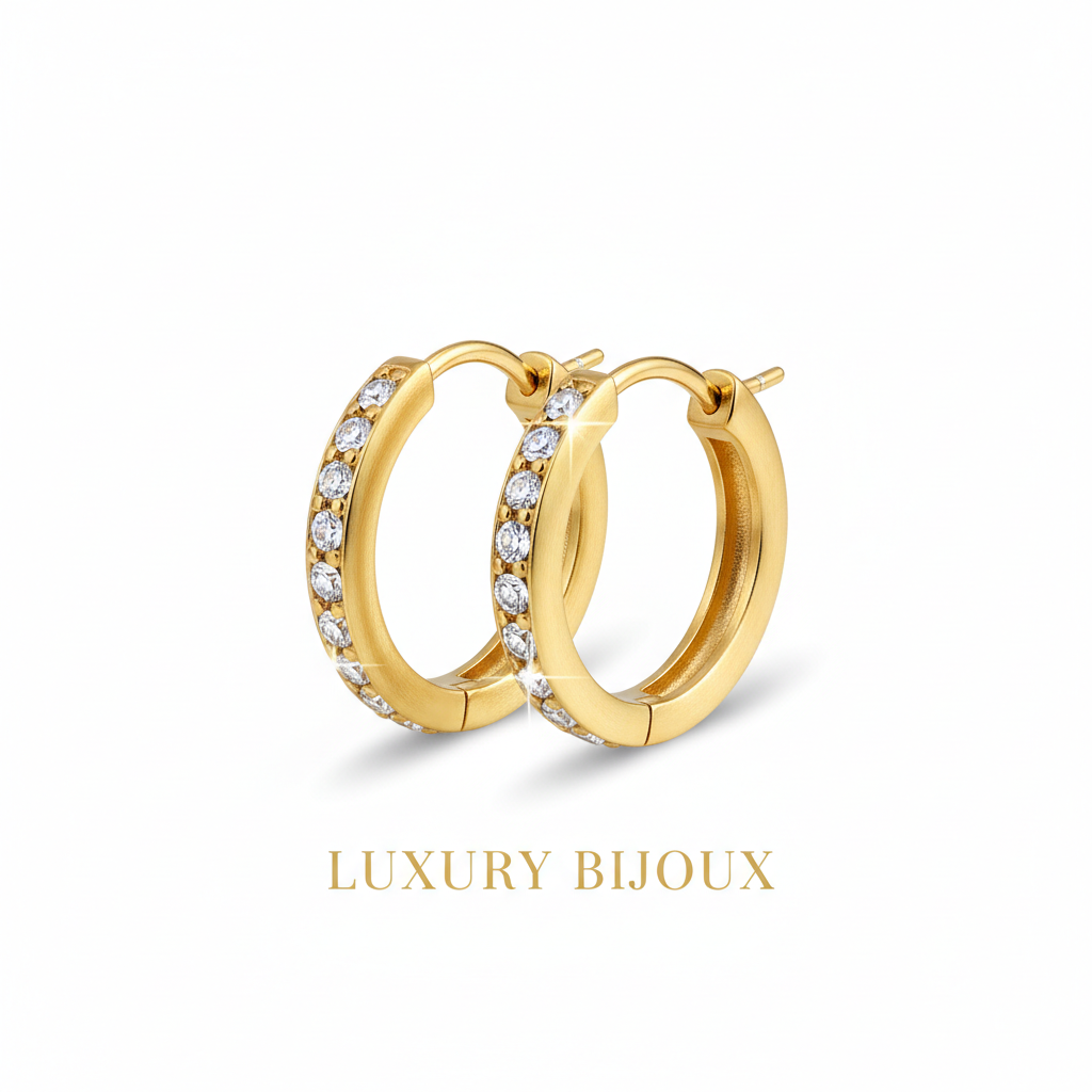 Orecchini Gold Hoop Crystal cerchi oro con cristalli